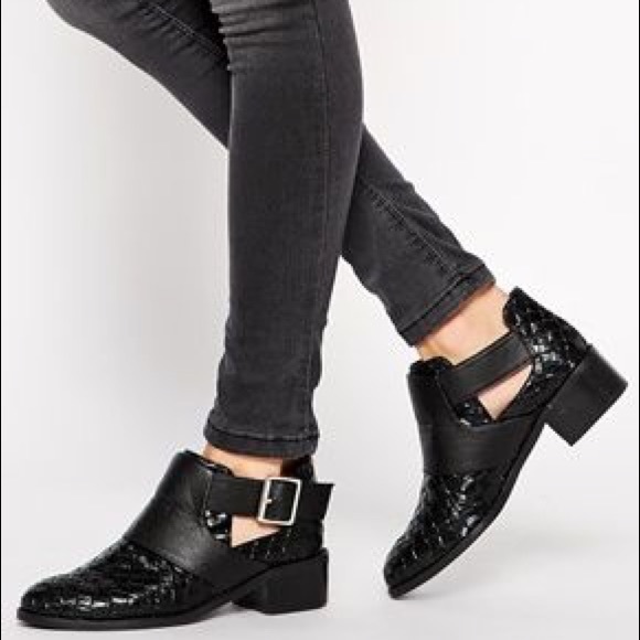 ASOS Shoes - ASOS Ankle Boot Buckle Cut Out Black SZ 8